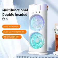 Portable air conditioner fan 3 In 1 Desk Cooling Fan Spray Fan Quiet Cooling Air 3 Gear Wind Adjustment 7 Ambient Light Timer Mute USB Mini Portable Summer Fan Stand Fan Desktop Fan For Room Office