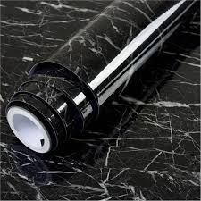 Self Adhesive Black Marble Sheet for Kitchen - Anti Oil and Heat Resistant Wallpaper Small Size 30 x 100cm Large Size 60 x 200